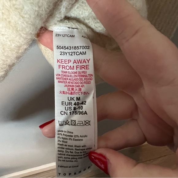 Women’s Topshop cream soft knit turtle neck pullover sweater size medium M - Picture 6 of 6